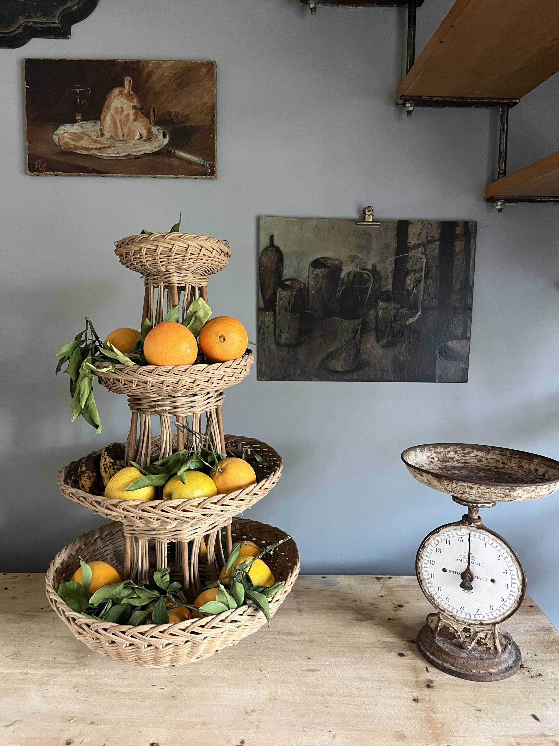 Grande panière en rotin